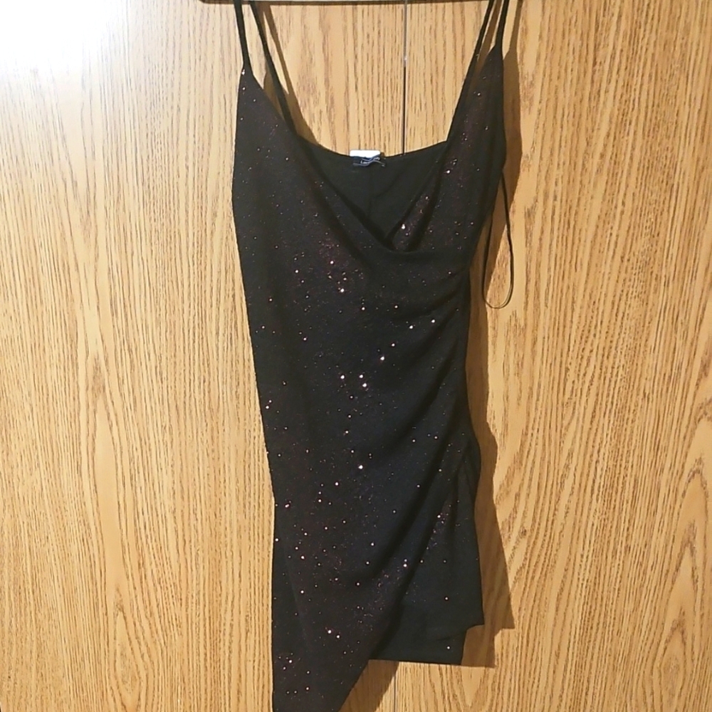 Chic Asymmetrical Black Sequin Dress